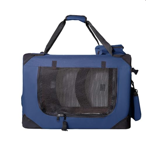 Zedelmaier Faltbare Hundebox Transportbox Hundekäfig Kleintiertasche (M - 39,5 x61 x38 cm, Dunkelblau) von Zedelmaier