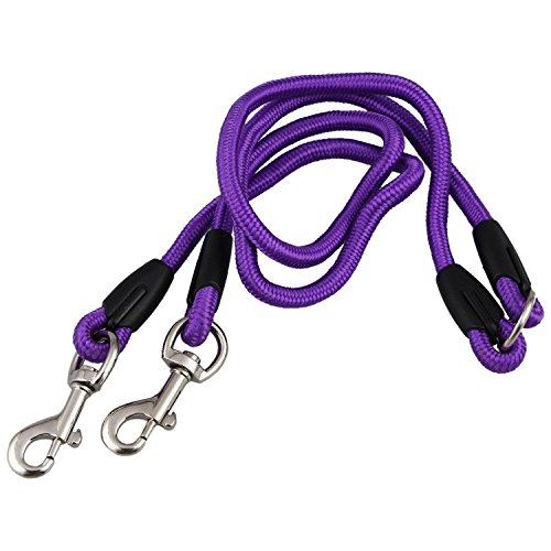 Zelausica Nylon Duplex Doppel Koppler Twin Leine Zwei-Wege-Zwei-Wege-Haustier Walking Leash Sicherheit, Lila von Zelausica