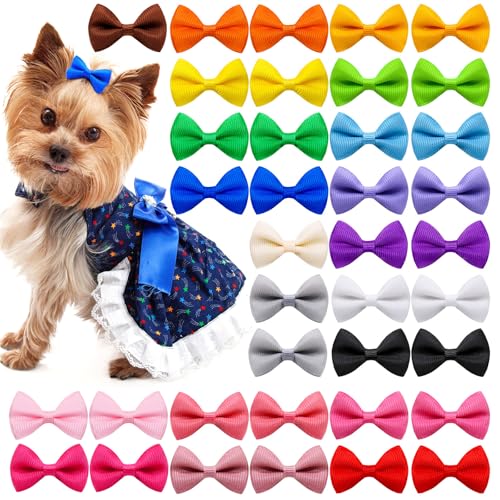 50 Stück Haustier Bowknot Haarspange Zufällige Farbe Weich Und Schön Fadenband Haarbögen Für Katzen Und Hunde Accessoires von Zenlir