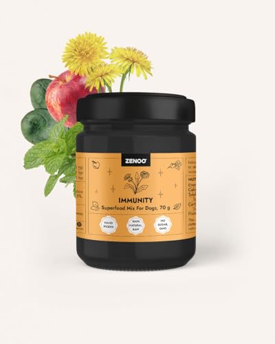 ZENOO Immunität Superfood Mix für Hunde - 100% Natürlich & Roh - 70g Glas - Stärkt das Immunsystem mit Spinat, Grünkohl & Mehr von Zenoo