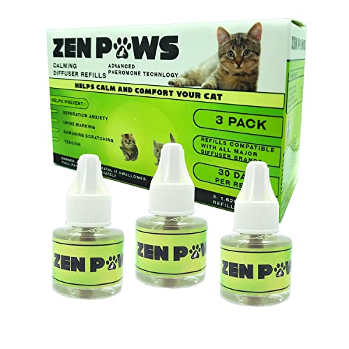 Zenpaws Verbessert, kein Duft – Diffusor Cat Relaxant Nachfüllpackung – Kompatibilität: Nachfüllpackungen passen und sind kompatibel mit allen großen Marken-Diffusoren. Feliway, Comfort Zone, von Zenpaws