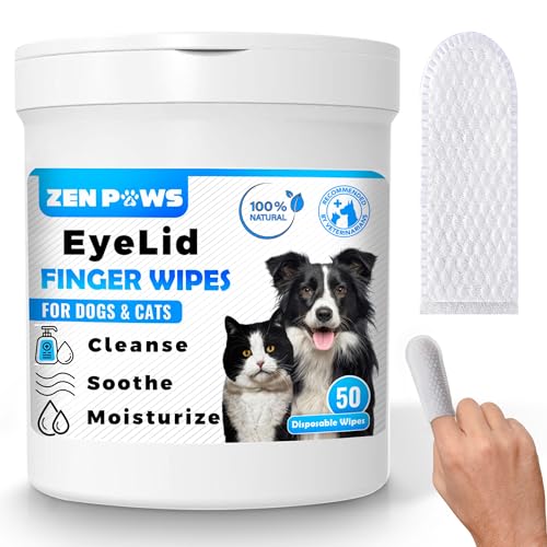 Zenpaws Katzen- & Hundeaugentücher - Einfach zu verwendende 50 Fingertücher - Entfernen Sie sanft Tränenflecken, Augenausfluss, Ausfluss, Schleimsekrete Behandelt Entzündungen & Juckreiz von Zenpaws