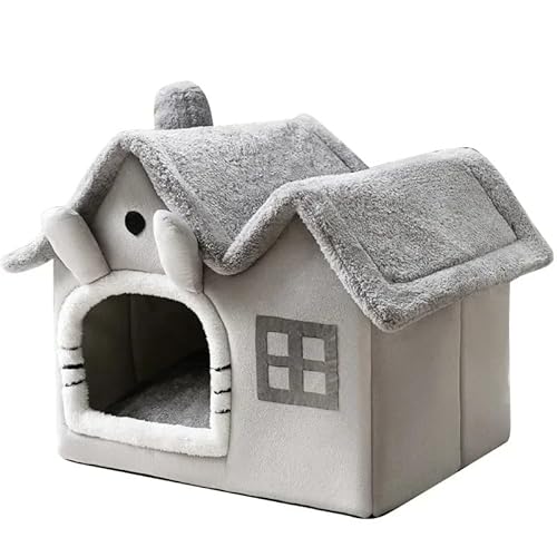 Katzenhaus - Hundehaus - Indoor-Hundehütte - Bett in der Höhle für Hunde und Katzen - Innenhütte für Hunde (grau, S: 40 x 34 x 32 cm (<3 kg)) von Zentaurus