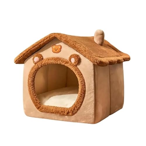 Katzenhaus - Hundehaus - Innenhütte für Hunde - Bett in der Höhle für Hunde und Katzen - Innenhütte für Hunde (Braun, L: 45 x 45 x 40 cm (<4 kg)) von Zentaurus