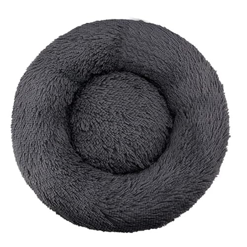 Zentaurus Hundebett, rundes Hundebett, Bett für Hunde und Katzen, aus weichem und flauschigem Plüsch, Dunkelgrau, 40 cm von Zentaurus