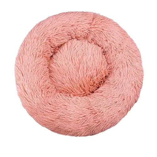 Zentaurus Hundebett, rundes Hundebett, Bett für Hunde und Katzen, aus weichem und flauschigem Plüsch (Leder, Rosa, 40 cm) von Zentaurus