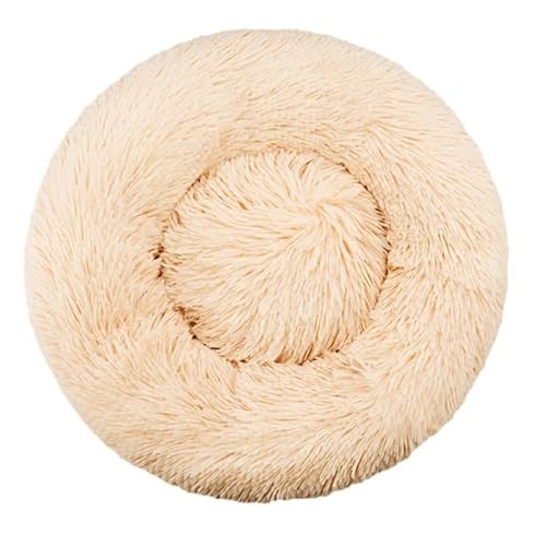 Zentaurus Hundebett, rundes Hundebett, Bett für Hunde und Katzen, aus weichem und flauschigem Plüsch (Light Apricot, 50 cm) von Zentaurus