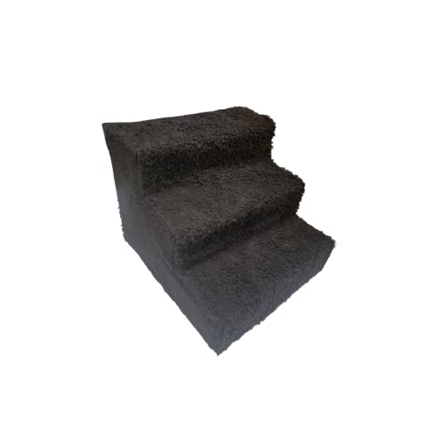 ZENVY Pet Steps | 3-stufige rutschfeste Fleece-Treppe, Katzentreppe Katzenleiter für kleine Hunde und Katzen, Schwarz von Zenvy