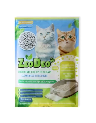 ZeoDeo - Natürliche Zeolith-Katzenstreu-Pellets für Zweischicht-Katzenstreu-Systeme, 4 Pfund oder 1,81 kg - Natural Zeolite Cat Litter Pellets for dual-Layer cat Litter Systems 4 Lb or 1.81 kg von ZeoDeo