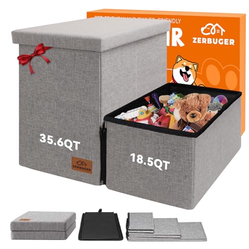 Hundetreppe mit Stauraum, 30,5 cm hoch, 2-stufige breitere Hundetreppe für Hunde und Katzen, zusammenklappbar, stabile Haustiertreppe, Klettersofa, Couch, Rampe für Auto, hält bis zu 68 kg (Grau Hundetreppe mit Stauraum, 30,5 cm hoch, 2-stufige breitere Hundetreppe für Hunde und Katzen, zusammenklappbar, stabile Haustiertreppe, Klettersofa, Couch, Rampe für Auto, hält bis zu 68 kg (Grau von Zerbuger