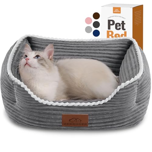 Katzen-Hundebett für Haustiere, rechteckiges Haustierbett, Geschenk für Welpen und Kätzchen, maschinenwaschbar, beruhigend, flauschig, Haustier-Couch-Sofa für drinnen und draußen, tragbares, weiches von Zerbuger