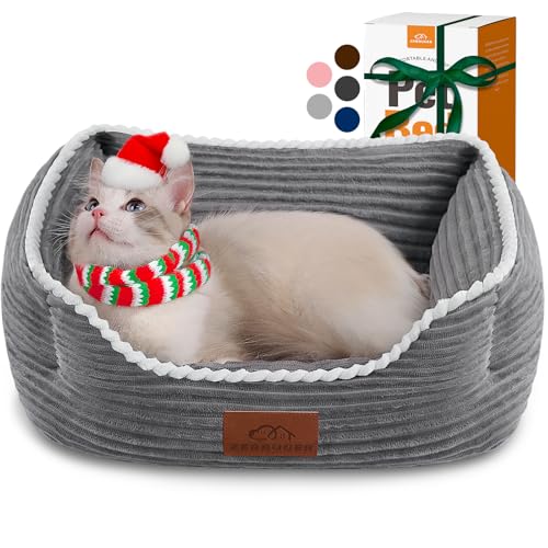 Katzen-Hundebett für Haustiere, rechteckiges Haustierbett, Geschenk für Welpen und Kätzchen, maschinenwaschbar, beruhigend, flauschig, Haustier-Couch-Sofa für drinnen und draußen, tragbares, weiches von Zerbuger