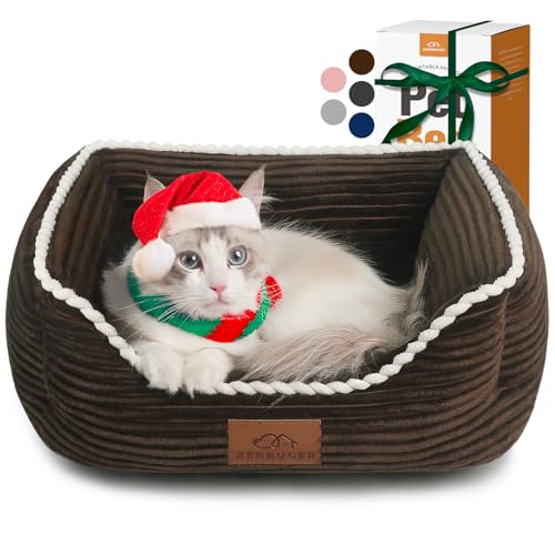 Katzen-Hundebett für Haustiere, rechteckiges Haustierbett, Geschenk für Welpen und Kätzchen, maschinenwaschbar, beruhigend, flauschig, Haustier-Couch-Sofa für drinnen und draußen, tragbares, weiches von Zerbuger