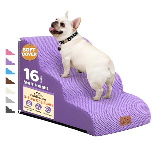 Zerbuger 3-stufige Hundetreppe für kleine Hunde, 40,6 cm hoch, gebogene Haustiertreppe für alte/verletzte Hunde, Katzen, Kletterbett, Stuhl oder Couch, Premium-Schaumstoff, rutschfeste Rampe für Zerbuger 3-stufige Hundetreppe für kleine Hunde, 40,6 cm hoch, gebogene Haustiertreppe für alte/verletzte Hunde, Katzen, Kletterbett, Stuhl oder Couch, Premium-Schaumstoff, rutschfeste Rampe für von Zerbuger