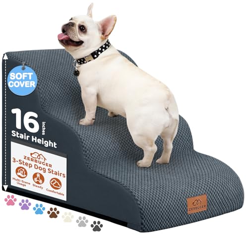 Zerbuger 3-stufige Hundetreppe für kleine Hunde, 40,6 cm hoch, gebogene Haustiertreppe für alte/verletzte Hunde, Katzen, Kletterbett, Stuhl oder Couch, Premium-Schaumstoff, rutschfeste Rampe für Zerbuger 3-stufige Hundetreppe für kleine Hunde, 40,6 cm hoch, gebogene Haustiertreppe für alte/verletzte Hunde, Katzen, Kletterbett, Stuhl oder Couch, Premium-Schaumstoff, rutschfeste Rampe für von Zerbuger