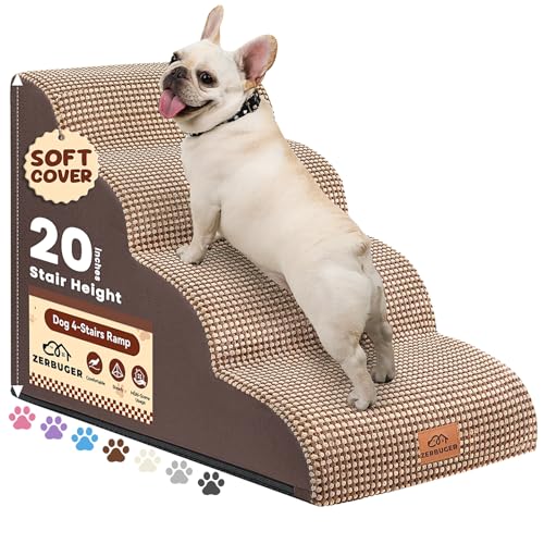 Zerbuger 4-stufige Hundetreppe für Hochbett, 50,8 cm hoch, gebogene Haustiertreppe für alte/verletzte Hunde, Katzen, Kletterbett, Stuhl oder Couch, Premium-Schaumstoff, rutschfeste Hunderampe für den Zerbuger 4-stufige Hundetreppe für Hochbett, 50,8 cm hoch, gebogene Haustiertreppe für alte/verletzte Hunde, Katzen, Kletterbett, Stuhl oder Couch, Premium-Schaumstoff, rutschfeste Hunderampe für den von Zerbuger
