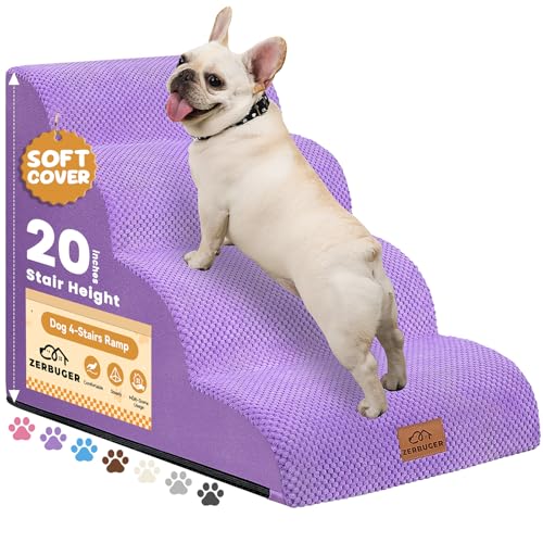 Zerbuger 4-stufige Hundetreppe für Hochbett, 50,8 cm hoch, gebogene Haustiertreppe für alte/verletzte Hunde, Katzen, Kletterbett, Stuhl oder Couch, Premium-Schaumstoff, rutschfeste Hunderampe für Zerbuger 4-stufige Hundetreppe für Hochbett, 50,8 cm hoch, gebogene Haustiertreppe für alte/verletzte Hunde, Katzen, Kletterbett, Stuhl oder Couch, Premium-Schaumstoff, rutschfeste Hunderampe für von Zerbuger