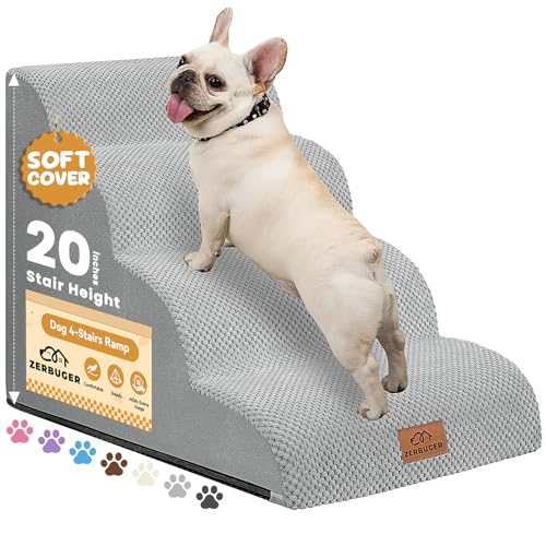Zerbuger 4-stufige Hundetreppe für Hochbett, 50,8 cm hoch, gebogene Haustiertreppe für alte/verletzte Hunde, Katzen, Kletterbett, Stuhl oder Couch, Premium-Schaumstoff, rutschfeste Hunderampe für Zerbuger 4-stufige Hundetreppe für Hochbett, 50,8 cm hoch, gebogene Haustiertreppe für alte/verletzte Hunde, Katzen, Kletterbett, Stuhl oder Couch, Premium-Schaumstoff, rutschfeste Hunderampe für von Zerbuger