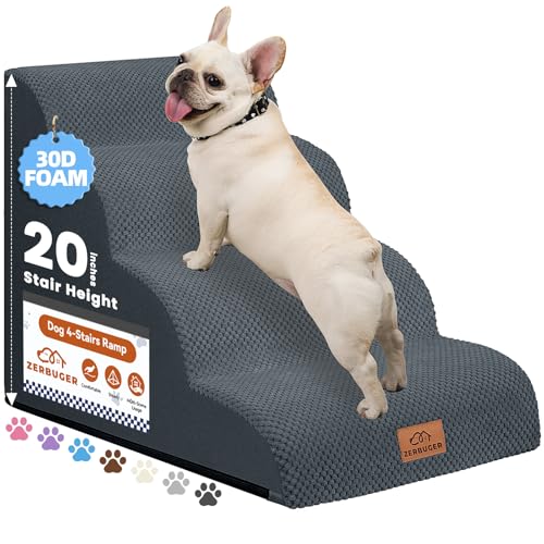 Zerbuger 4-stufige Hundetreppe für Hochbett, 50,8 cm hoch, gebogene Haustiertreppe für alte/verletzte Hunde, Katzen, Kletterbett, Stuhl oder Couch, Premium-Schaumstoff, rutschfeste Hunderampe für Zerbuger 4-stufige Hundetreppe für Hochbett, 50,8 cm hoch, gebogene Haustiertreppe für alte/verletzte Hunde, Katzen, Kletterbett, Stuhl oder Couch, Premium-Schaumstoff, rutschfeste Hunderampe für von Zerbuger