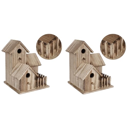 2 Stück Vogelhaus, Dekoratives Vogelhaus aus Holz für den Außenbereich, Vogelhaus, Futterspender, Garten-Hängebox für Schwalben, Papageien, Kleine Vogeltiere, Hängendes Vogelhaus von Zerodis