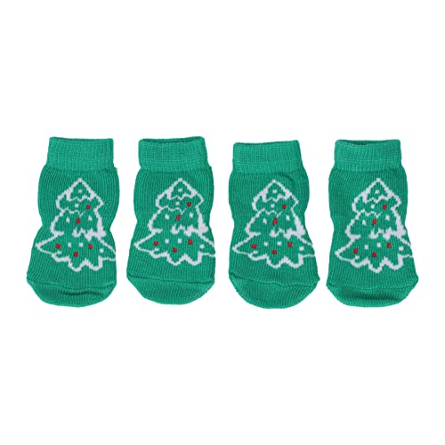 4 Weihnachtssocken für Hunde 4 Stück Hundesocken Weihnachten Weihnachtshaustiersocken Muster Warme Rutschfestigkeit Tragbare Gestrickte Baumwollsocken für zu Hause, Rutschfest, Gestrickte Hundesocken von Zerodis