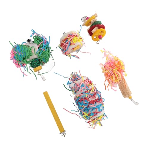 Buntes Vogel-Spielzeug-Set, Vogel-Zerkleinerungsspielzeug, buntes Kauspielzeug-Set für Lovebirds Langeweile, Linderung von Vögeln, Kaubarsch, Spielzeug-Set für Nymphensittiche, Sittiche, Langeweile von Zerodis