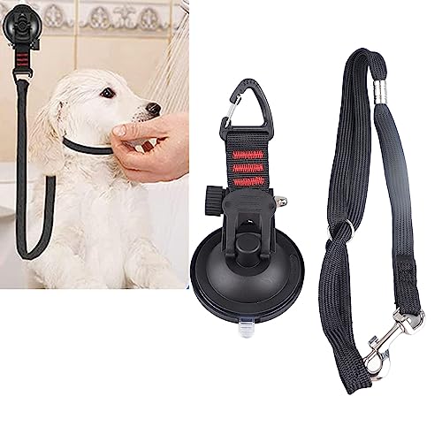 Hundebadeleine mit Starkem Saugnapf Hundebadeleine mit Hundeduschbefestigung Saugnapf, Wechselbares Halsband, Hundebadewannen-Rückhalteleine für die Dusche und Fellpflege von von Zerodis