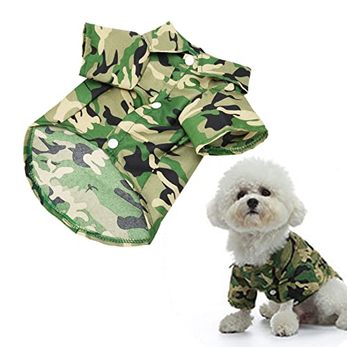 Zerodis Hundehemden Haustier Bedruckte Hundehemden Sommer Stilvolle Hundekleidung für Kleine Hunde Jungen Camouflage Atmungsaktive Coole Haustier-Sommer-T-Shirts für Kleine Mittelgroße (L) von Zerodis