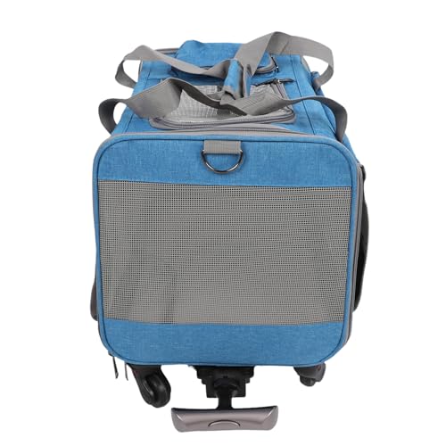 Zerodis Katzentransportbox, Haustiertransportbox, Hundetransportbox mit Rädern, Teleskop-Gehgriff, Verstellbare Schultergurte, Rollende Haustier-Reisetransportbox (Blue) von Zerodis