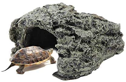 Reptile Hiding Habitat, Reptile Resin Cave Kleine Echsen Turtle Basking Platform Hiding Habitat Shelter für Echsen Turtles Amphibians Fish(Klein) von Zerodis