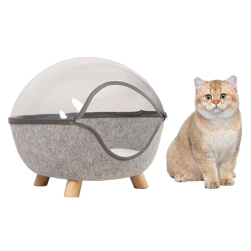 Zerodis Schaffen Sie Einen Gemütlichen und Privaten Raum für Ihre Katze mit der Abnehmbaren Transparenten Oberseite aus Filz. Katzenhöhle aus Filz. Abnehmbares Kitty Cozy Hideaway mit von Zerodis