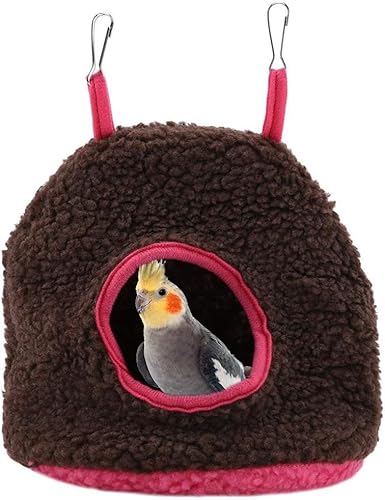 Vogel Hängematte, Fleece Warm Plüsch Vogel Papagei Hängematte Käfig Spielzeug Winter Warm Vogel Nest Haus Hütte für Wellensittiche Sittich Nymphensittiche Kakadu Conure[Dunkelbraun] von Zerodis