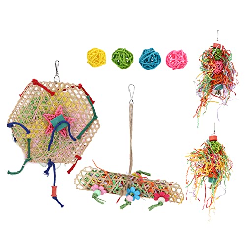 Zerodis Vogelfutterspielzeug, Buntes Schredderspielzeug mit Schaukel für Papageien, Material, Lindert Ängste, Geeignet für Verschiedene Vögel von Zerodis