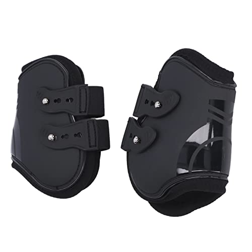 Zerodis 2 Stück Verstellbare PU-Sehnenschutzstiefel für Pferde, Robust und Langlebig mit Offenen Riemen, Pufferfunktion, Schutz für Pferderennen, Sport (Schwarze Hinterbeine 1,5L Medium) von Zerodis