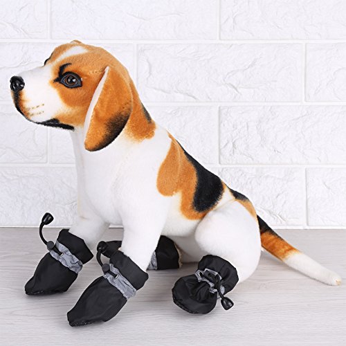 Zerodis 4-teilige Hundeschuhstiefel, Rutschfestes Haustier-Set aus Weicher Baumwolle(3-Black) von Zerodis