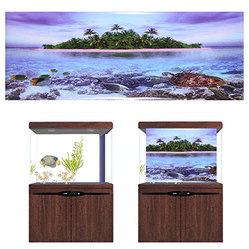 Zerodis Aquarium-Poster mit 3D-Effekt, Aquarium-Dekoration und Landschaftsbauzubehör, Baum-Strand-Poster für Aquarium-Dekoration, 3D-Effekt-Poster Haustiere für Aquarienfische (122 * 46cm) von Zerodis