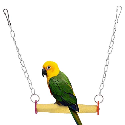 Birds Swings Kauspielzeug, hängender Vogel Papagei Barsch Stehbar Bird Frosted Stick mit Kette für kleine und mittlere Vögel von Zerodis