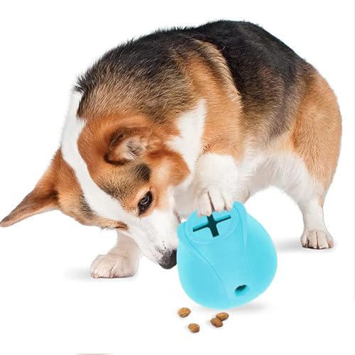 Bissfester, Auslaufender Futterball für Hunde, Interaktives Leckerli-Ausgabespielzeug, Reduziert Langeweile und Verbessert die Mundhygiene (Blue) von Zerodis