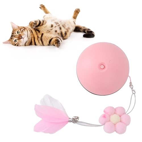 Zerodis Elektrisches Katzenballspielzeug, Sicheres, Leises Rollen, Leichtes Design, Interaktiver Übungsspaß für Katzen, Hunde, ABS-Arctic-Fleece, Rosa, 8 cm Durchmesser, 1 AA-Batterie von Zerodis