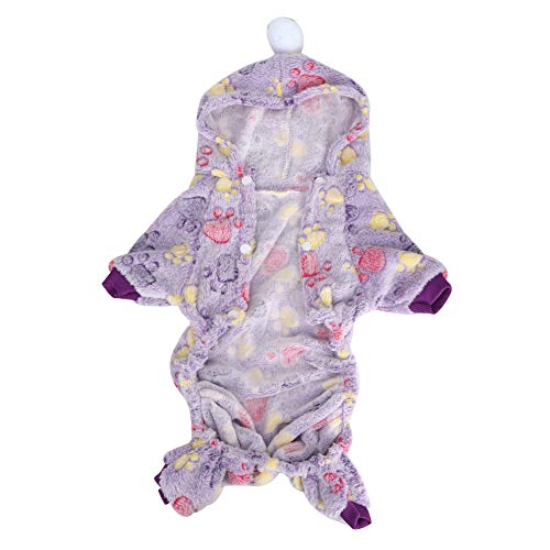 Zerodis Haustier Flanell Kleidung, Hund Warm Hoodie Nachtwäsche Jump Suit Pyjama Kleidung mit Kapuze für XS - XL Größe Hunde Katzen und Winter von Zerodis