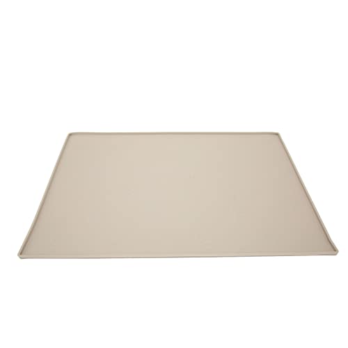 Zerodis Hunde-Futtermatte, Große Flexible Haustier-Futtermatte mit Erhöhtem Rand für Wassernapf (Beige) von Zerodis