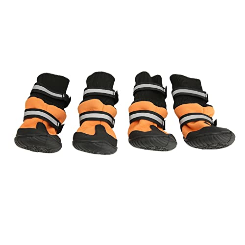 Zerodis Hundestiefel, Weiche Outdoor-Hundeschuhe, Verhindern Rutschen, Reflektierende, wasserdichte, Verstellbare Haustier-Welpenschuhe Zum Wandern, Laufen, Laufen, Orange (XL) von Zerodis