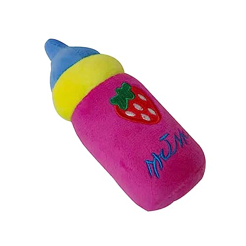 Milchflasche Hund Plüsch Spielzeug Biss beständig Quietschend Indoor Outdoor Haustier Spielzeug zur Linderung Langeweile (Rose Red) von Zerodis