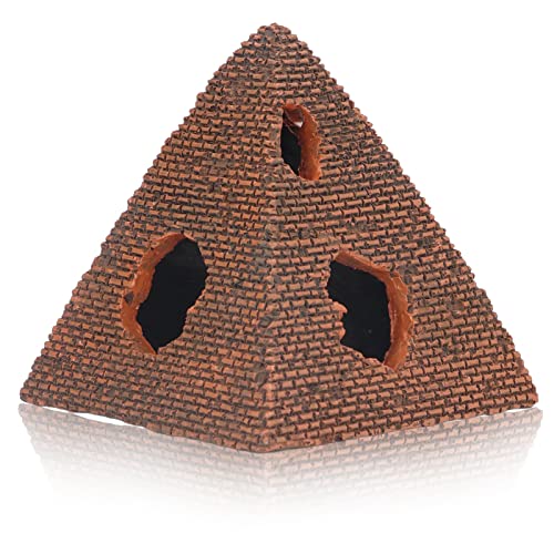 Zerodis Pyramide Pharao Aquarium Fisch Mini Pyramide Aquarium Dekoration Goldfisch Lebender Fisch Harz Fisch Garnelen Unterschlupf Rest Höhle Versteck 5 Löcher Aquarium Ornament Gold Aquarium Tank von Zerodis