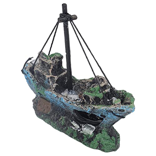 Zerodis Shipwreck Decor, giftfreie Aquarium-Schiffsdekoration, leicht zu reinigen, für Aquarien zu Hause von Zerodis