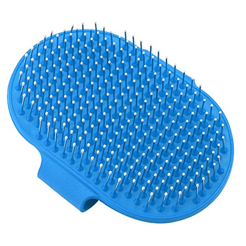 Zerodis Tierhaarkamm, Tier Silikon Haarbürste Kamm Haustier Katze Hund Haarentfernung Kamm Badebürste für Haustiere Tägliche Haarpflege-Tools(Blau) von Zerodis