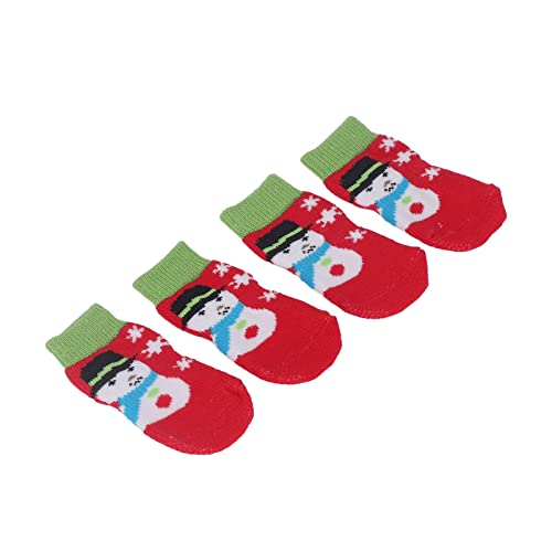 Weihnachts-Hundesocken, 4 Stück Tragbare Weiche, Warme Baumwoll-Hundesocken für den Innenbereich (Schneemann) von Zerodis