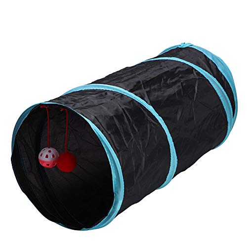 Zerodis Zusammenklappbares Katzentunnel-Indoor-Outdoor-Trainingsspielzeug mit Crinkle Crackle-Papier-Guckloch-Rasselball für kleine Haustiere, Häschen, Frettchen, Welpen von Zerodis