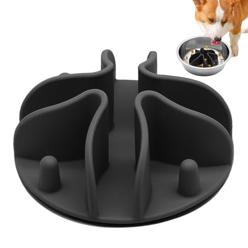 1/2 Hundefutterspender – Stuks Slow Feeder, Anti-Erstickungs-Puzzle, rutschfestes -Labyrinth-Geschirr, interaktives Füttern, Silikon-Schalen für Trockenfutter, 10 x 10 x 5 cm, Schwarz, Grau von Zestvria