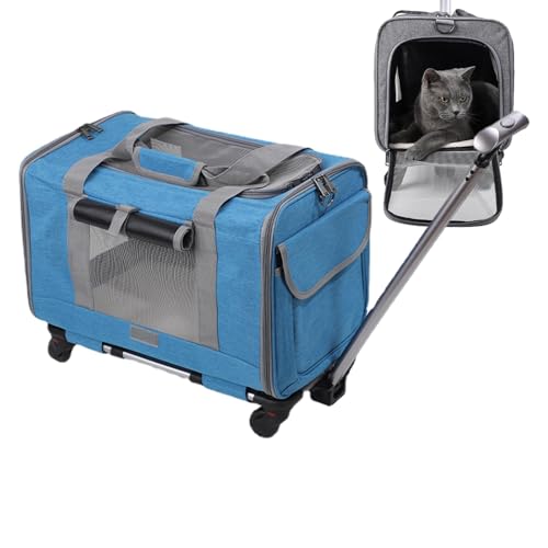 Carrier Airline – Katzen-Reisetasche, rollende Hundetragetasche, breite Palette von Haustiertasche, Handzug, verbesserte Mobilität, Hundezugstange, Tragetasche für Reisen, Outdoor-Fluggesellschaften, von Zestvria